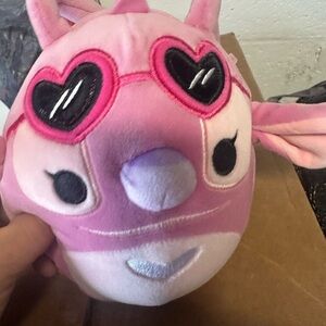 Pink Plush Toy with Heart Sunglasses-pink stitch‎
